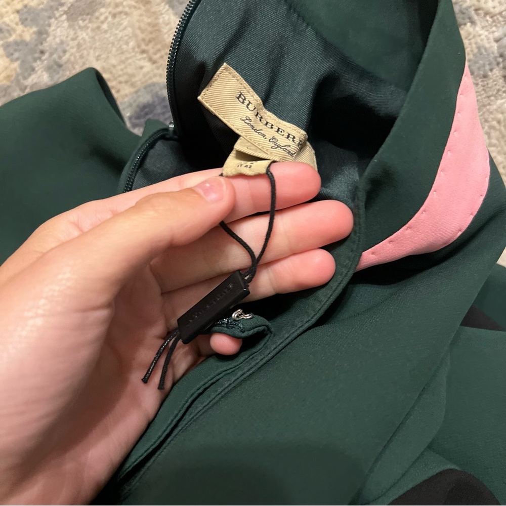 Burberry Dark Green Dress with Pink Collar - Picture 4 of 5